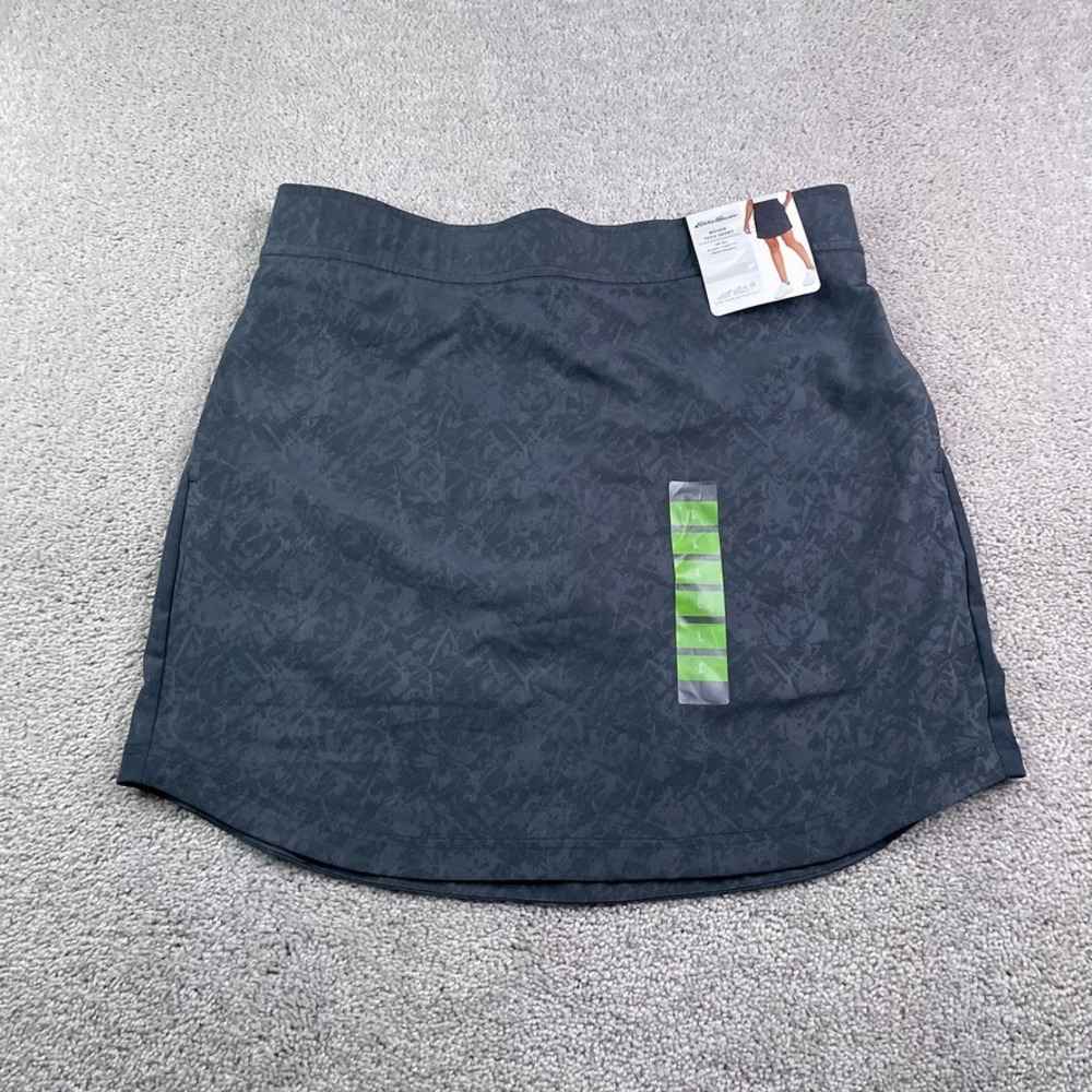 NEW Eddie Bauer Skort Womens Large Grey Woven Tech Skirt Embossed Pattern Hiking